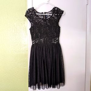 Black sheer lace mini dress